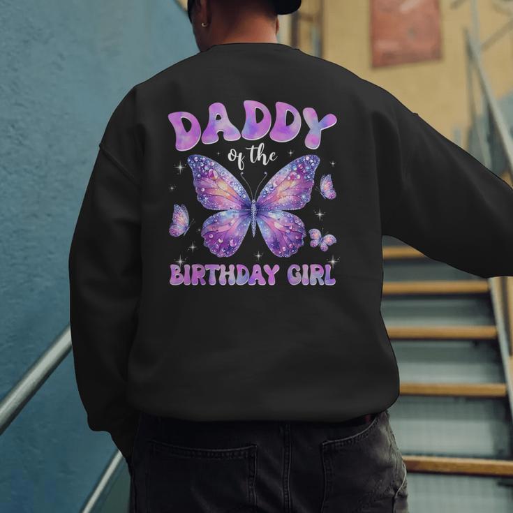 Dad Of The Birthday Girl Tie Dye Butterfly Birthday Family Men's Sweatshirt Back Print