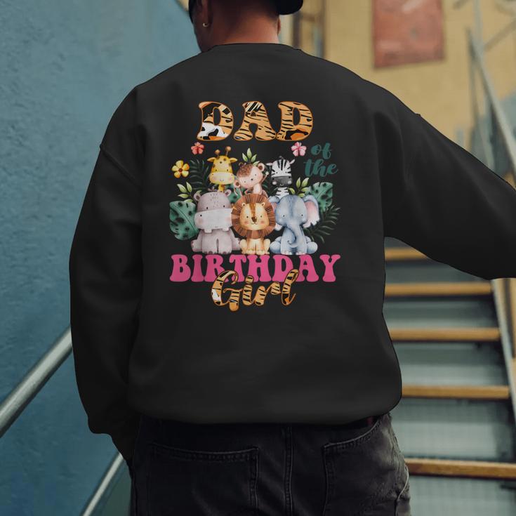 Dad Of The Birthday Girl Zoo Theme Animal Party Safari Cool Men's Sweatshirt Back Print