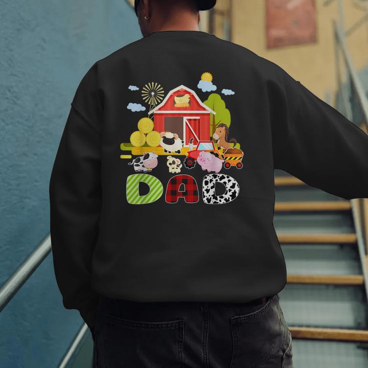 Dad Farm Animal Birthday Family Matching Party Men's Sweatshirt Back Print