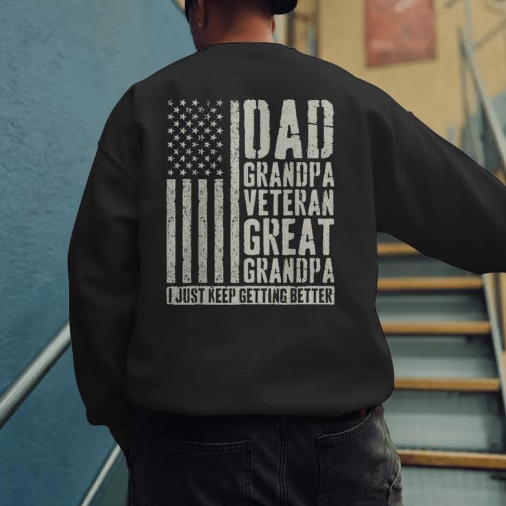 Dad Grandpa Veteran Great Grandpa Men's Sweatshirt Back Print