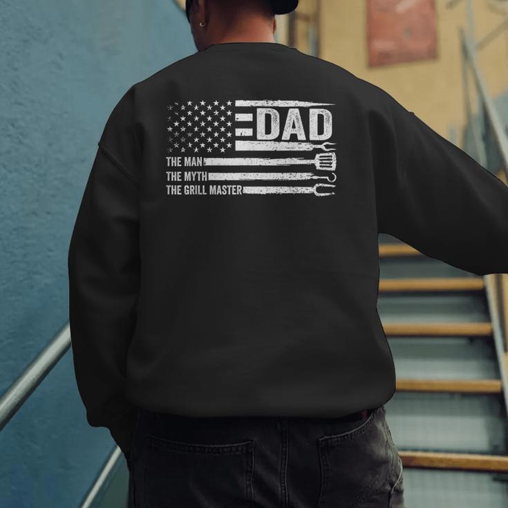 Dad The Man The Myth The Grill Master USA Flag Father's Day Men's Sweatshirt Back Print