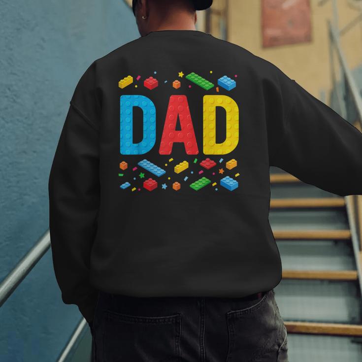 Dad Master Builder Building Bricks Blocks Family Fathers Day Men's Sweatshirt Back Print