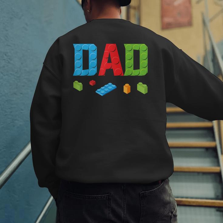 Dad Master Builder Building Bricks Blocks Family Set Parents Small Men's Sweatshirt Back Print