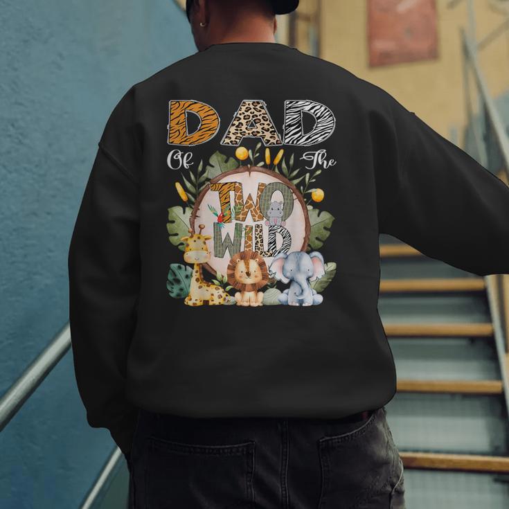 Dad Of The Two Wild Animal Safari 2Nd Birthday Party Men's Sweatshirt Back Print