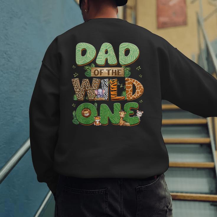Dad Of The Wild One Birthday Family Matching Party Decor Men's Sweatshirt Back Print Dad Of The Wild One Birthday Family Matching Party Decor Men's Sweatshirt Back Print