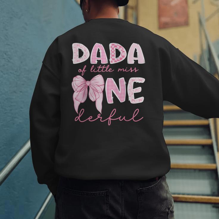 Dada Of Little Miss Onederful First Birthday Girl Bow Men's Sweatshirt Back Print