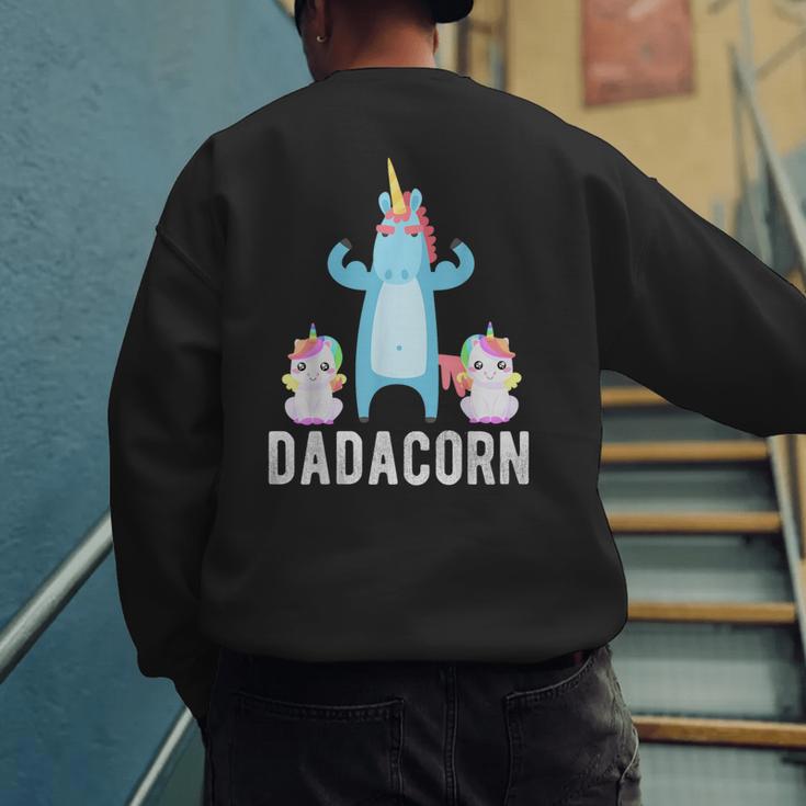 Dadacorn Unicorn Lover Tee For Papa Dad And Kid Men's Sweatshirt Back Print