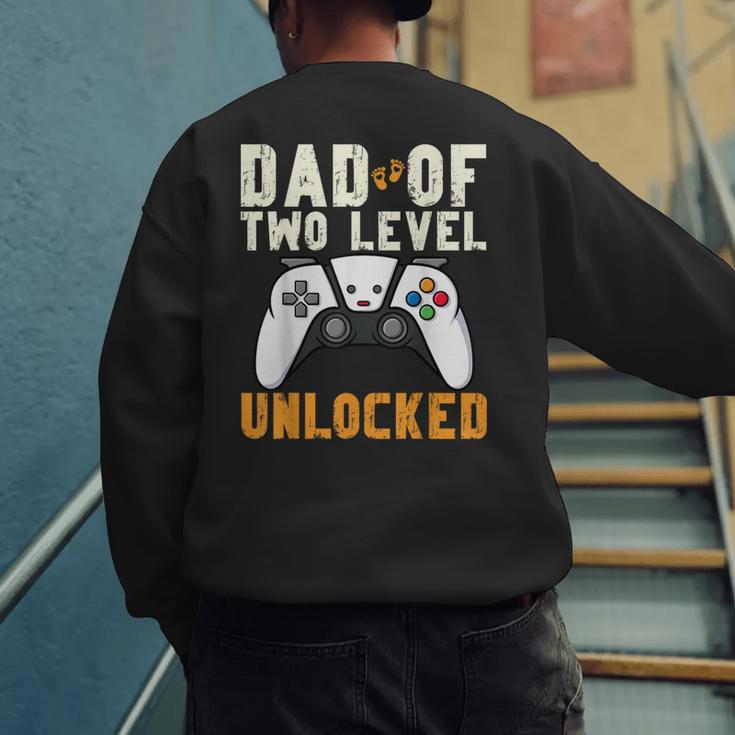 Daddy Again Leveled Up To Dad Of 2 Gamer Dad Level Unlocked Men's Sweatshirt Back Print