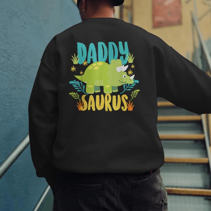 Daddy Dad Saurus Rex Dinosaur Dino For Father Men's Sweatshirt Back Print