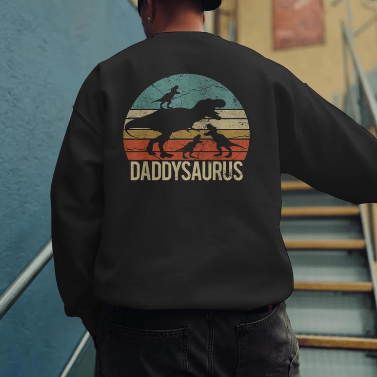 Daddy Dinosaur Daddysaurus 3 Three Kids Xmas Men's Sweatshirt Back Print