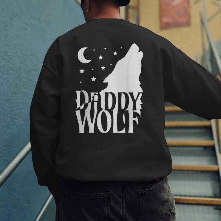 Daddy Wolf Matching Family Tribe Wolves Moon Men's Sweatshirt Back Print