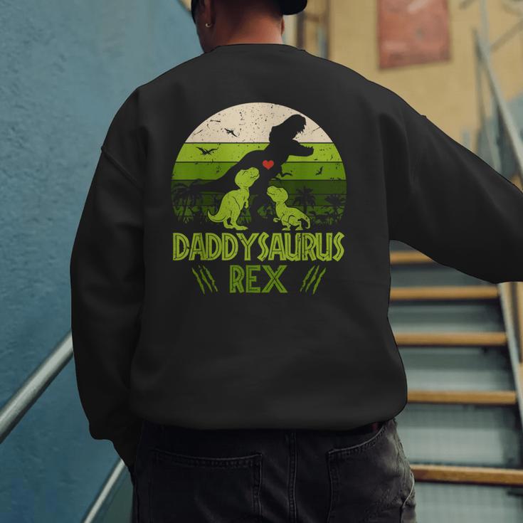 Daddysaurus Rex 2 Kids Sunset Tshirt For Fathers Day Men's Sweatshirt Back Print