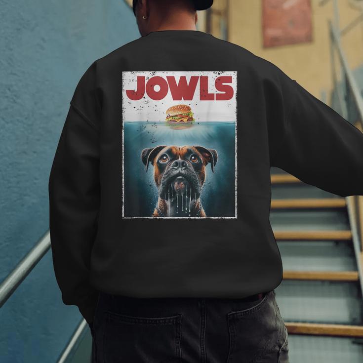 Drooling Boxer Jowls Fawn Dog Mom Dog Dad Burger Men's Sweatshirt Back Print