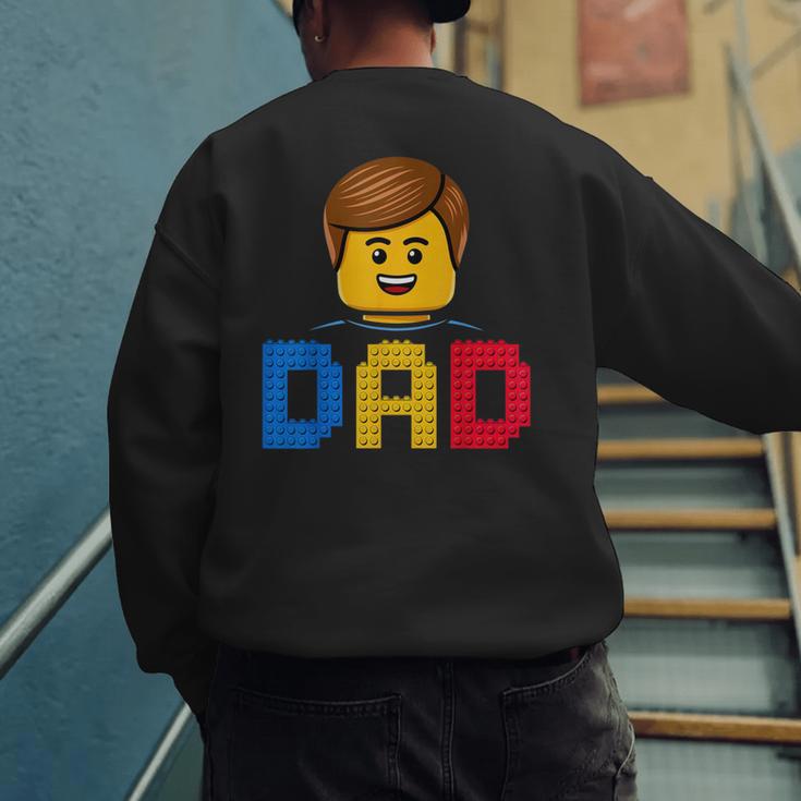 Family Dad Master Builder Building Bricks Blocks Fathers Day Men's Sweatshirt Back Print
