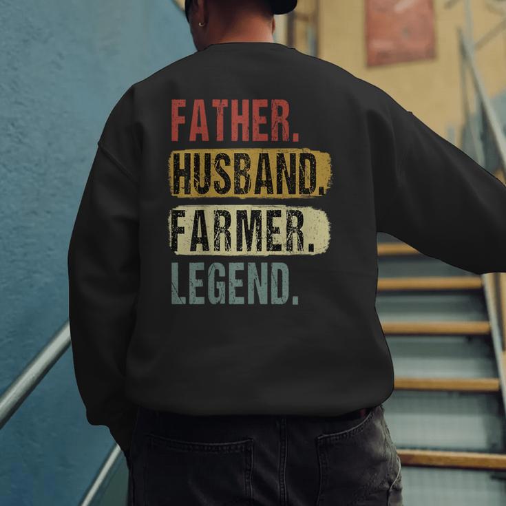 Father Husband Farmer Legend Vintage Dad Father's Day Men's Sweatshirt Back Print