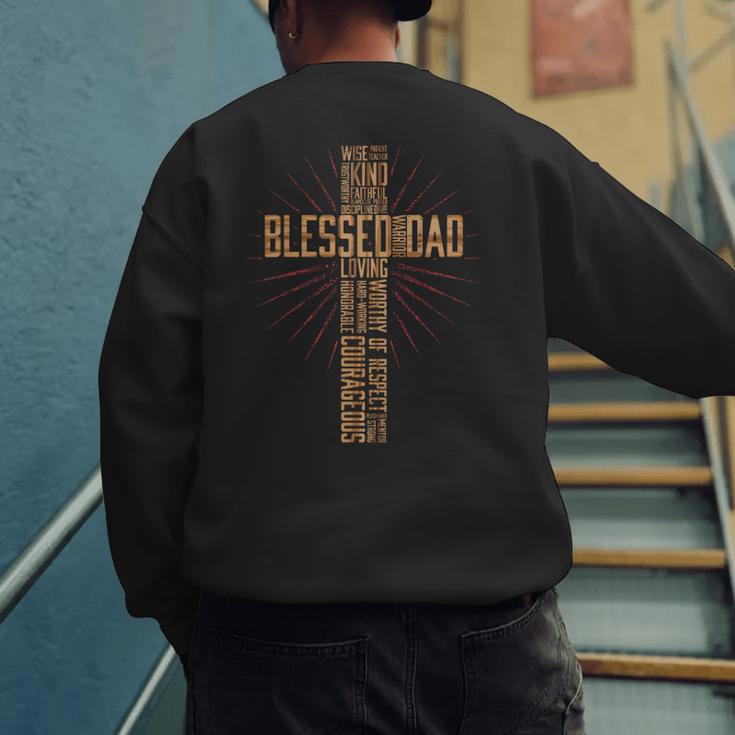 Father's Day Dad Husband Blessed Dad Christian Men's Sweatshirt Back Print