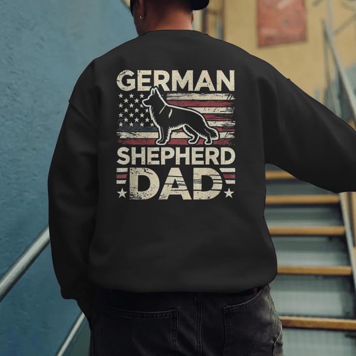 German Shepherd Dad Shirt American Flag German Shepherds Men's Sweatshirt Back Print