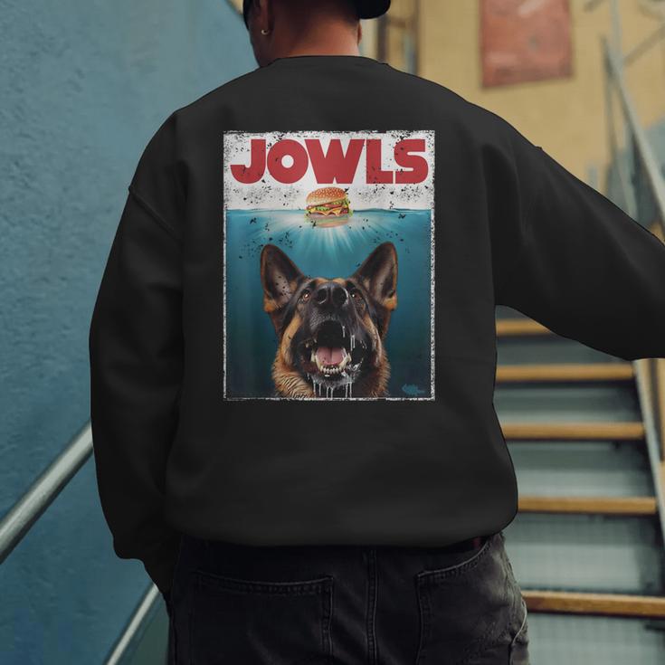 German Shepherd Jowls Hamburger GSG Dog Mom Dog Dad Men's Sweatshirt Back Print