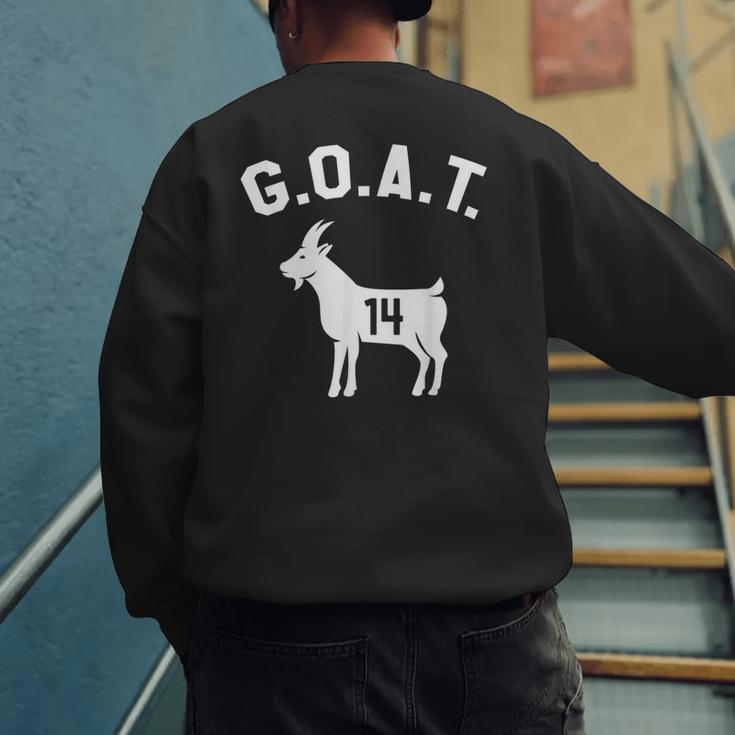 GOAT Number 14 Greatest Of All Time Dad Joke Men's Sweatshirt Back Print