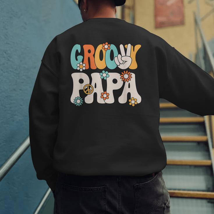 Groovy Papa Dad Retro Hippie 60s 70s Party Outfit Men Men's Sweatshirt Back Print