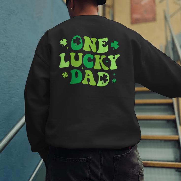Groovy St Patrick's Day Apparel One Lucky Dad Shirt Small Modern Groovy St Patrick's Day Shirt Men's Sweatshirt Back Print