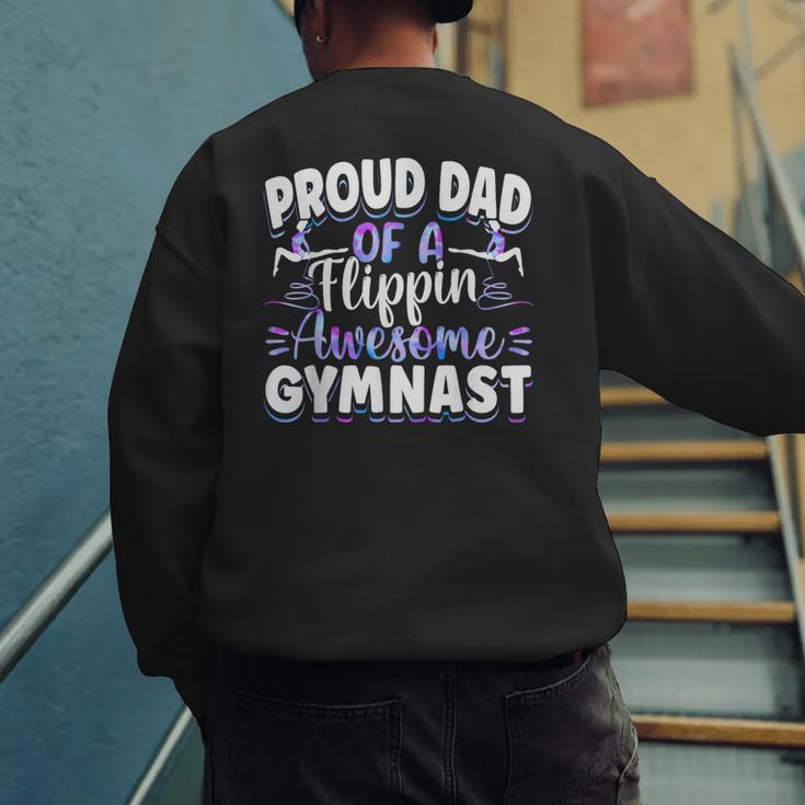 Gymnastics Watercolor Proud Dad Of A Flippin Awesome Gymnast Men's Sweatshirt Back Print