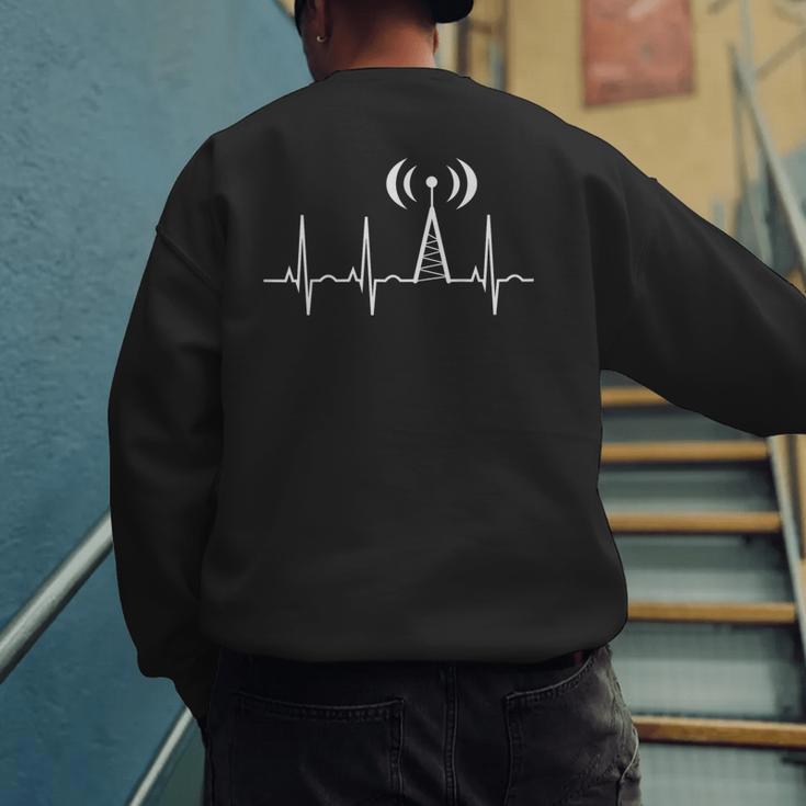 HAM Radio For Dad Ham Radio Operator Heartbeat Men's Sweatshirt Back Print