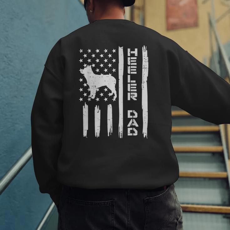 Heeler Dad Flag Vintage Blue Red Cattle Dog Patriot Men Men's Sweatshirt Back Print