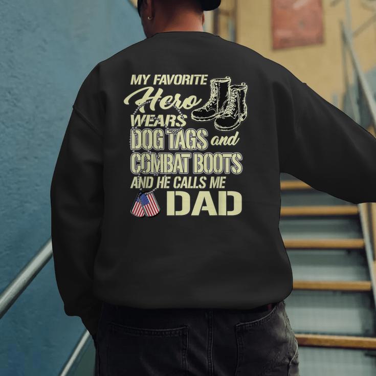 Hero Wears Dog Tags Combat Boots Proud Army Dad Father Men's Sweatshirt Back Print