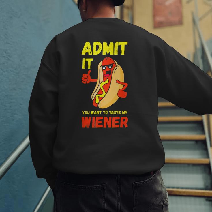 Hilarious Hot Dog Dad Joke Text Pun Dirty Joke -Barbecue Men's Sweatshirt Back Print
