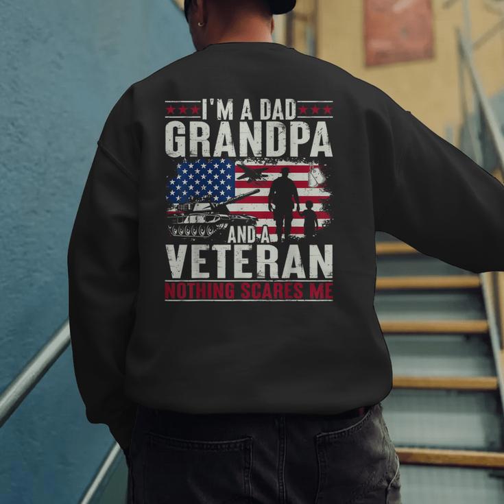 I'm A Dad Grandpa And Veteran Retro Papa Grandpa Men's Sweatshirt Back Print