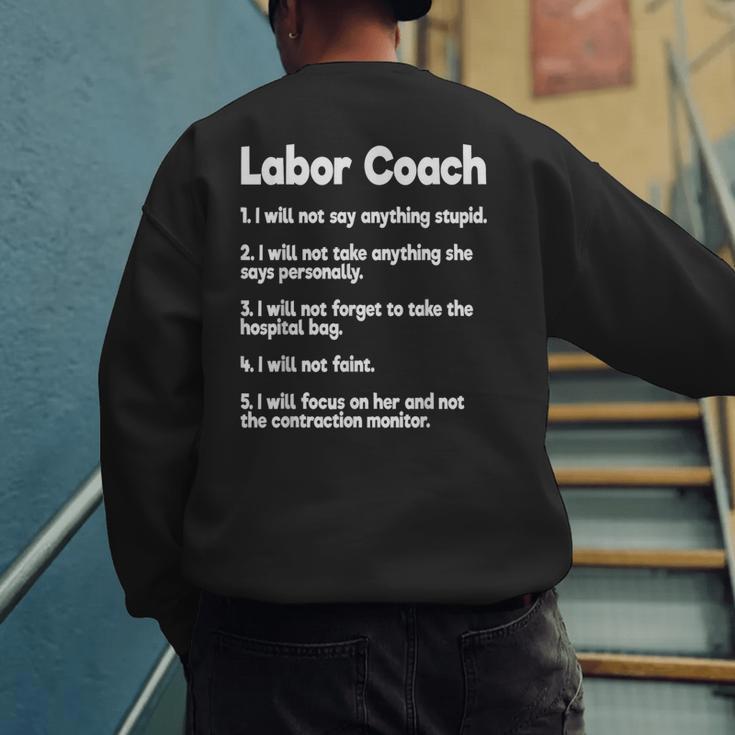 Labor Coach Expecting Dad Rules Papa Baby Men's Sweatshirt Back Print