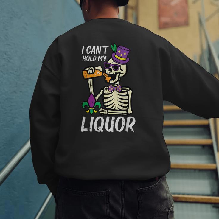 Mardi Gras Skeleton Cant Hold My Carnival Team Dad Men Men's Sweatshirt Back Print