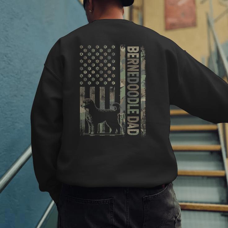 Mini Bernedoodle Dad Camo USA Flag DESIGN ON BACK Men's Sweatshirt Back Print