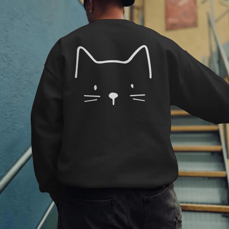 Minimalist Cat Mom Cat Dad Men Kids Women Cat Men's Sweatshirt Back Print