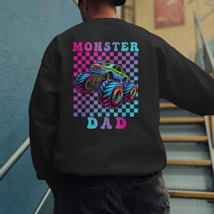 Monster Truck Dad Family Matching Shirt Truck Lovers Men's Sweatshirt Back Print