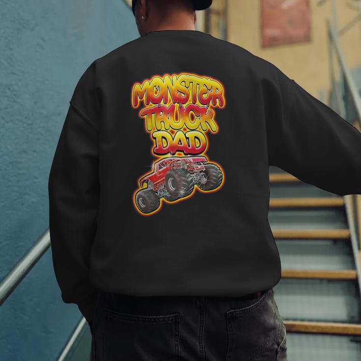 Monster Truck Dad Hot Red Graffiti Style Men's Sweatshirt Back Print Monster Truck Dad Hot Red Graffiti Style Men's Sweatshirt Back Print