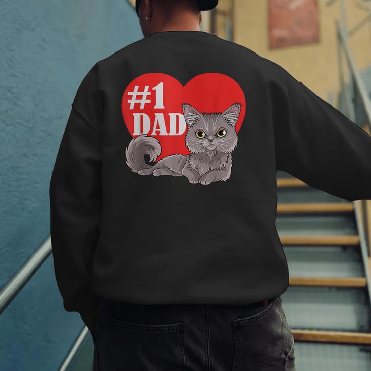 Nebelung Cat 1 Dad Father's Day Daddy Heart Decor For Men Women Kids Men's Sweatshirt Back Print