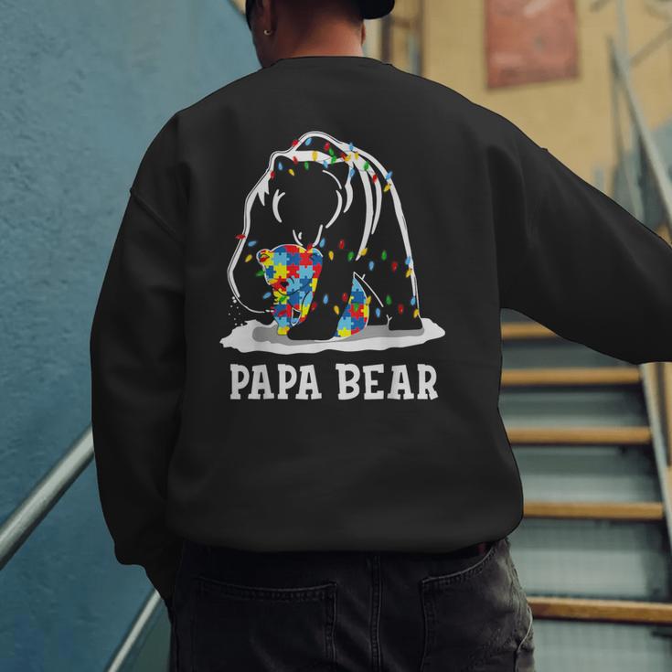Papa Bear Autism Awareness Autism Matching Family Dad Men's Sweatshirt Back Print