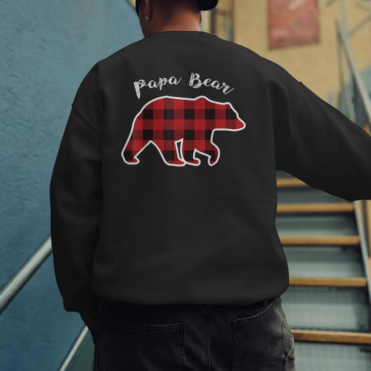 PAPA Bear Men Red Plaid Christmas Pajama Family Dad Small Men's Sweatshirt Back Print