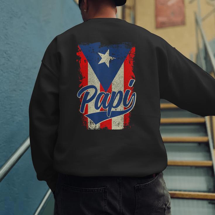 Papi Puerto Rican Dad Puerto Rico Pride Boricua Father's Day Men's Sweatshirt Back Print