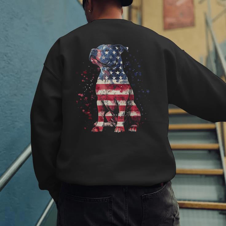 Patriotic Pitbull American Flag 4th Of July Dog Pitbull Dad Men's Sweatshirt Back Print