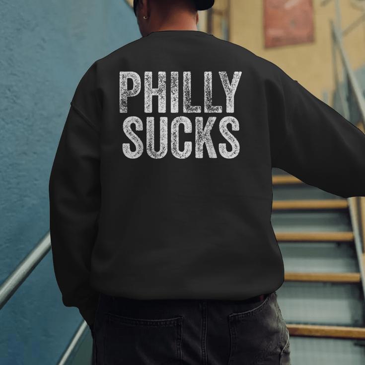 PHILLY SUCKS Philadelphia Hate City Gag Humor Dad Men's Sweatshirt Back Print