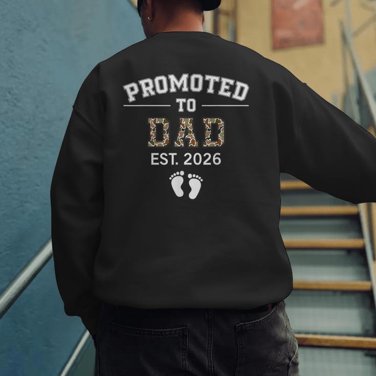 Promoted To Dad Est 2026 For Men Fathers Matching Men's Sweatshirt Back Print