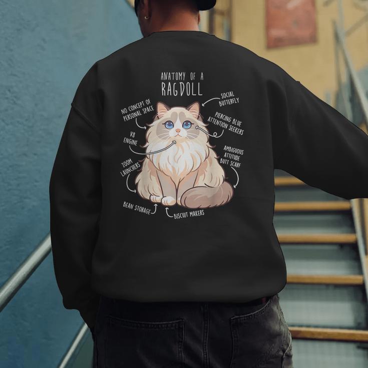 Ragdoll Cat Anatomy Cute Pet Mom Dad Cream Bicolor Men's Sweatshirt Back Print