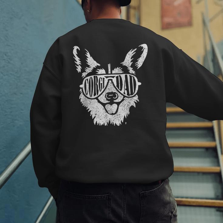 Retro Corgi Dad Dog Owner Pet Welsh Corgi Fathers Day Men's Sweatshirt Back Print
