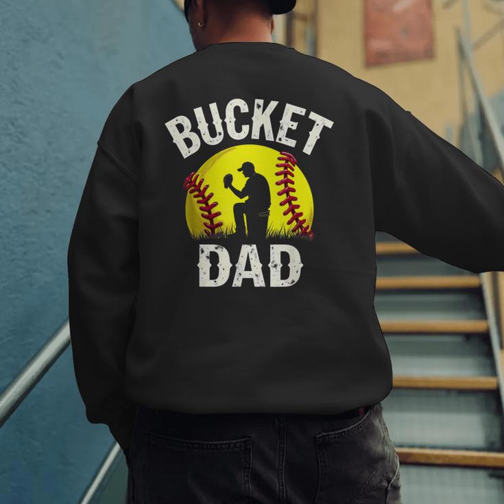 Retro Daddy Bucket Dad Softball Girl Men's Sweatshirt Back Print