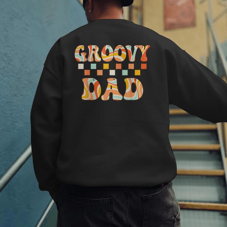 Retro Groovy Dad Matching Family 1st Birthday Party Men's Sweatshirt Back Print