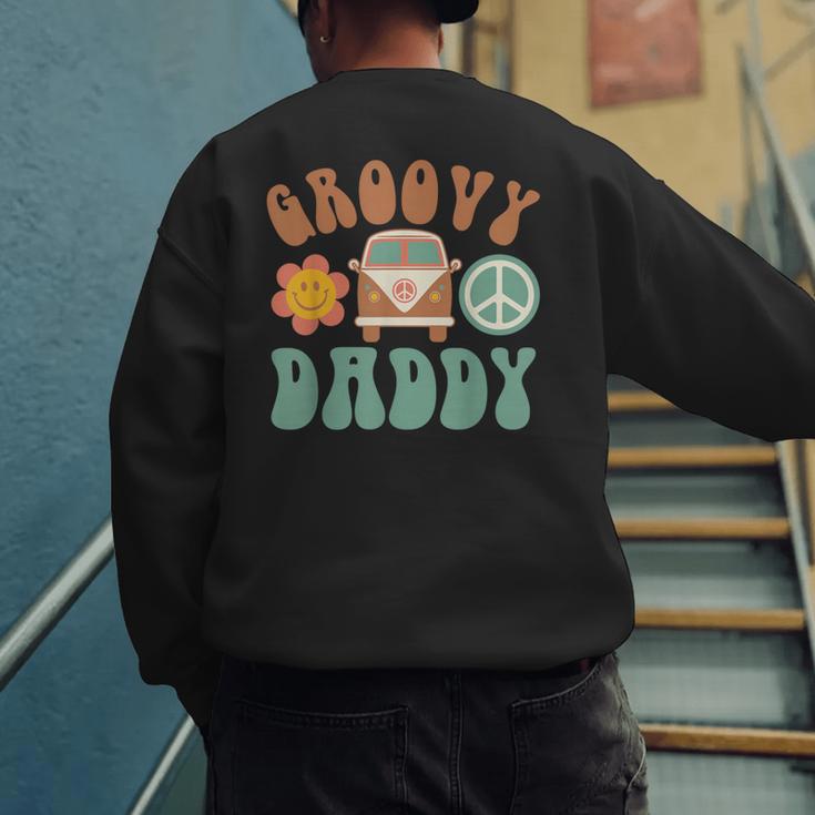 Retro Groovy Daddy Matching Family Birthday Party Men's Sweatshirt Back Print