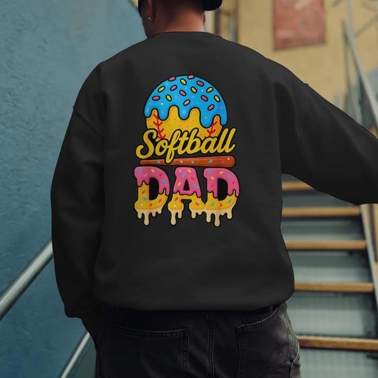Retro Ice Cream Drip Softball Dad Game Day Dad Father's Day Men's Sweatshirt Back Print